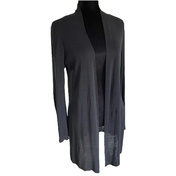 Eileen Fisher Linen Blend Open Cardigan in Black Small - Picture 8 of 8